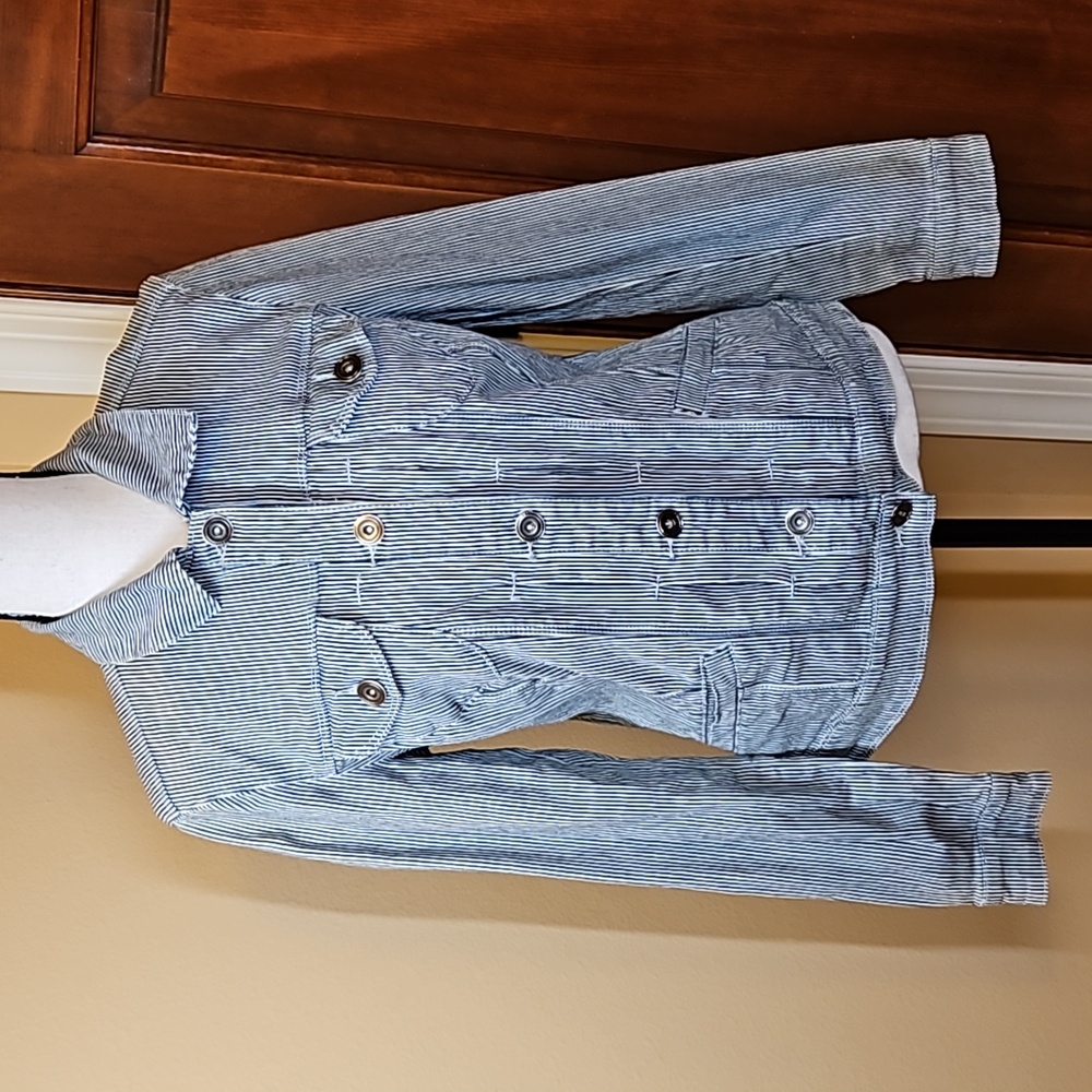 Baccini Jacket Button Down S Stripes Small Black … - image 1